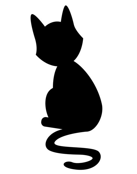 black cat clipart black and white